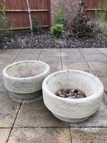 Two high quality stone garden pots