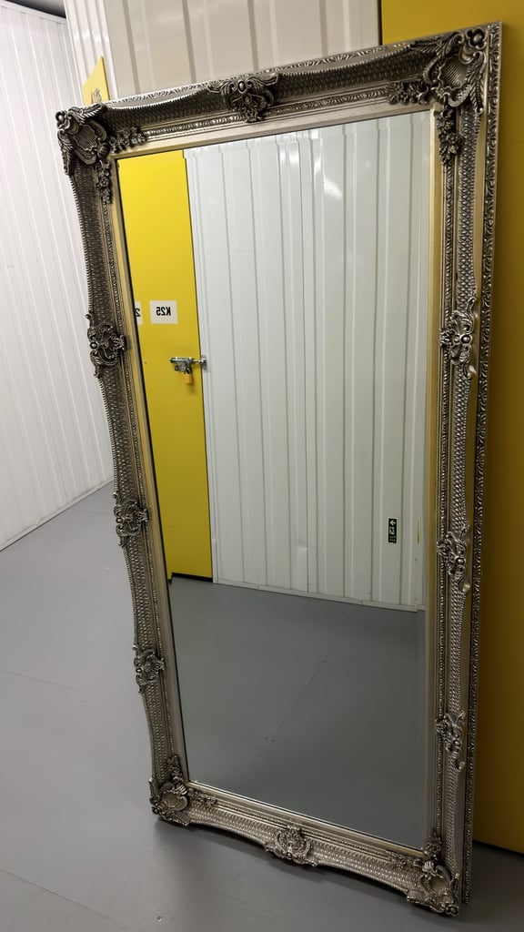 Carved Louis Leaner Silver Mirror