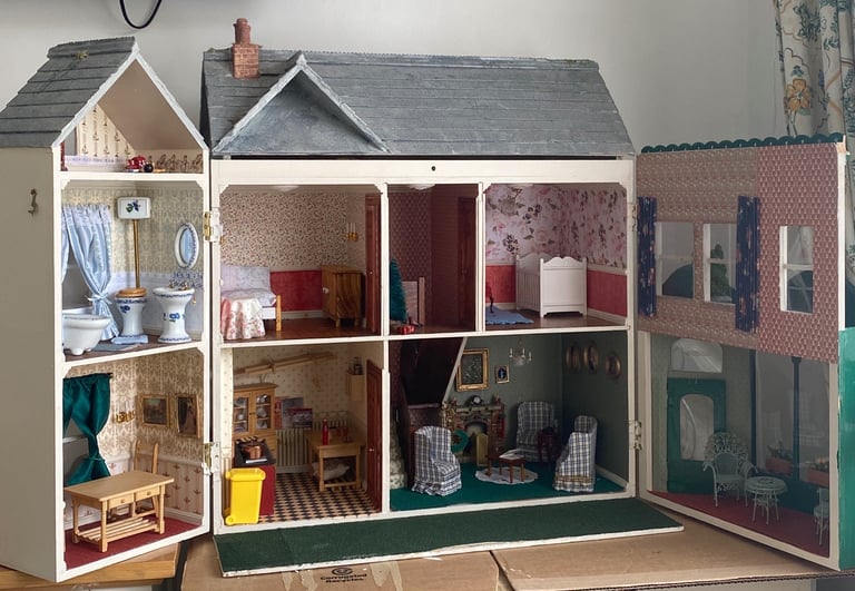 Large hand made Dolls House with furniture cntents