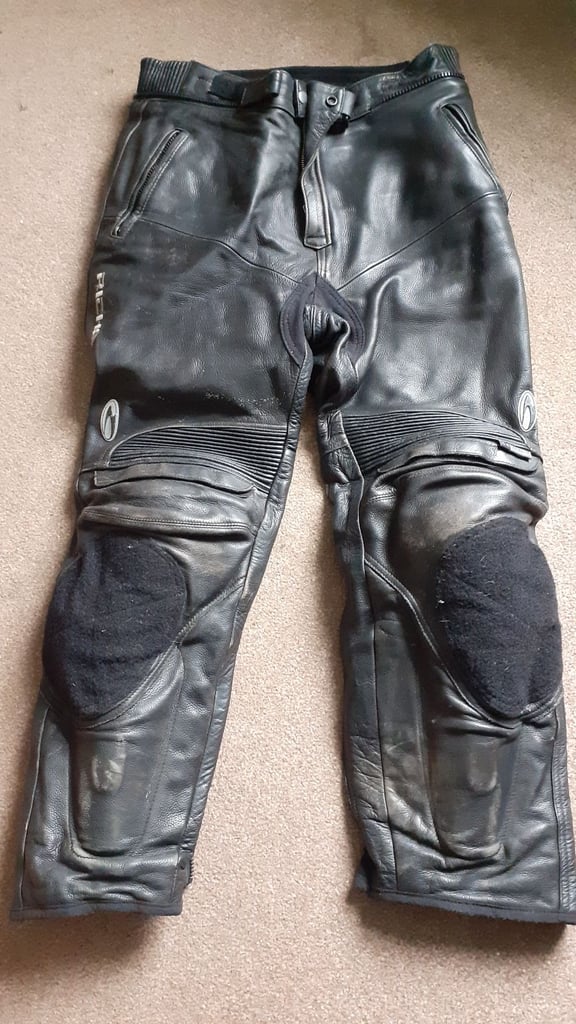 Leather biker trousers