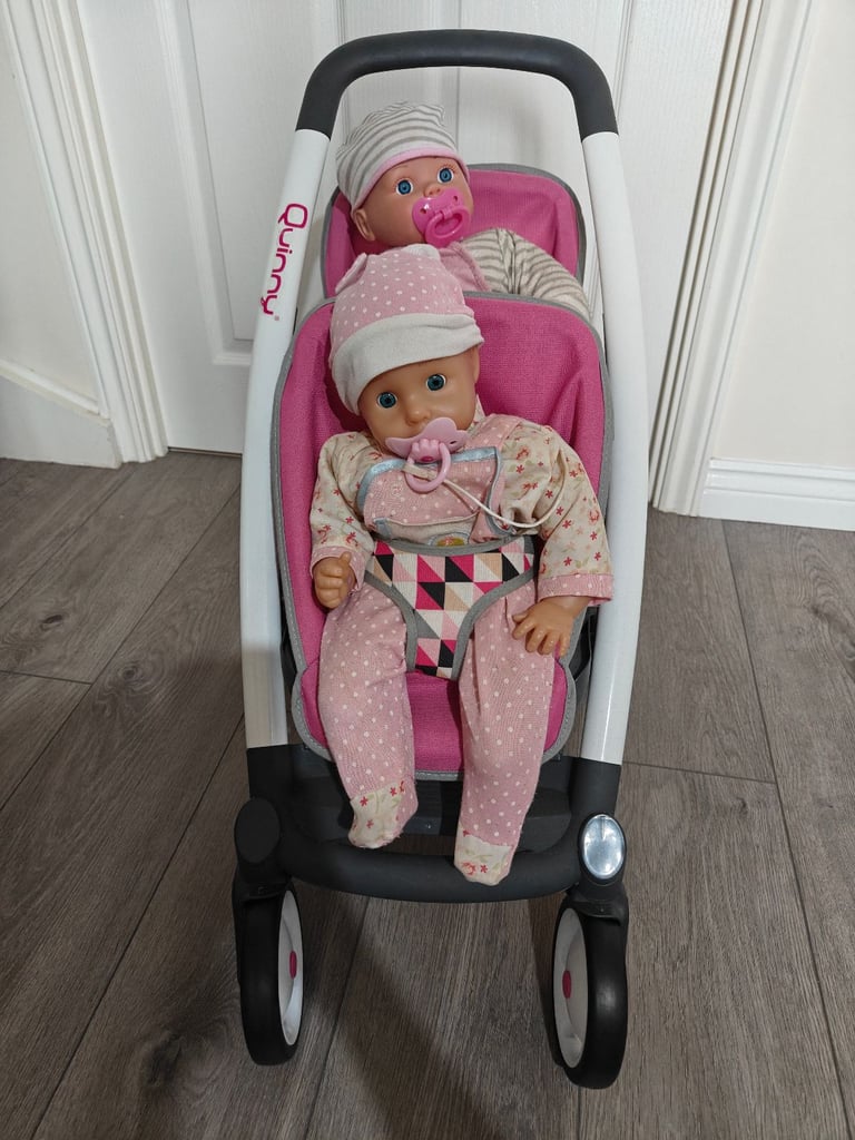 image for Quinny Twin Toy Pretend Play Pushchair For Dolls and Baby Dolls