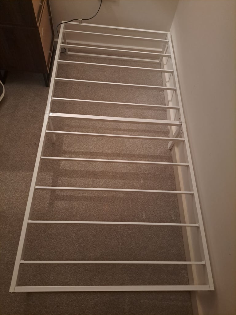 White Metal Single Bed Frame 