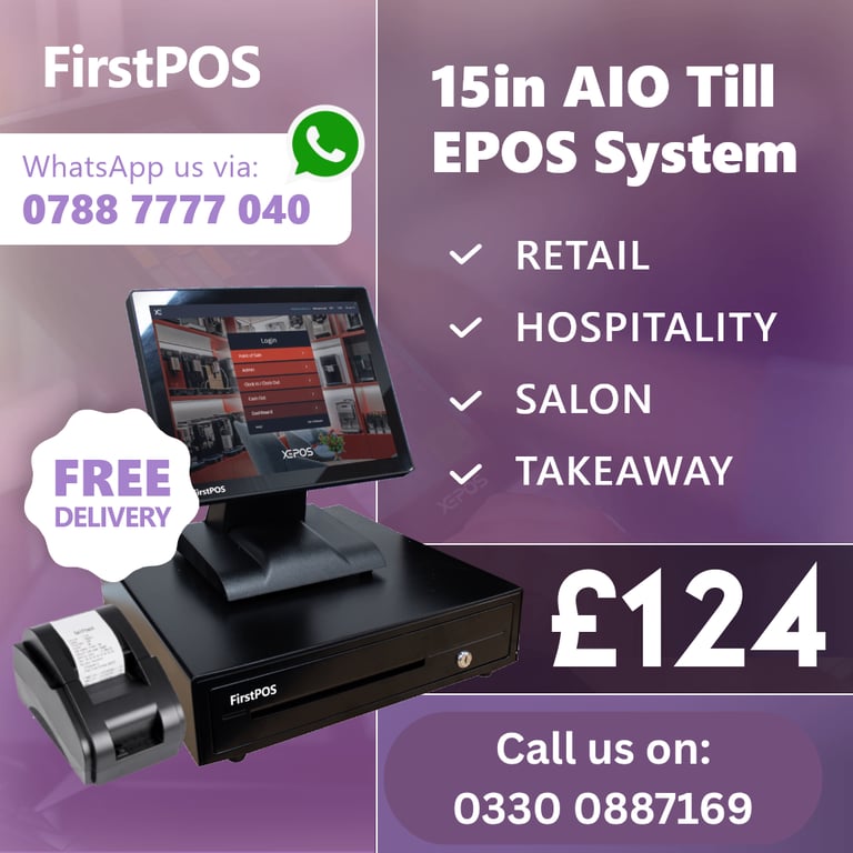 image for 15 Inch Touchscreen EPOS POS Cash Register Till System for Retail, Hospitality, Takeaway and Salon
