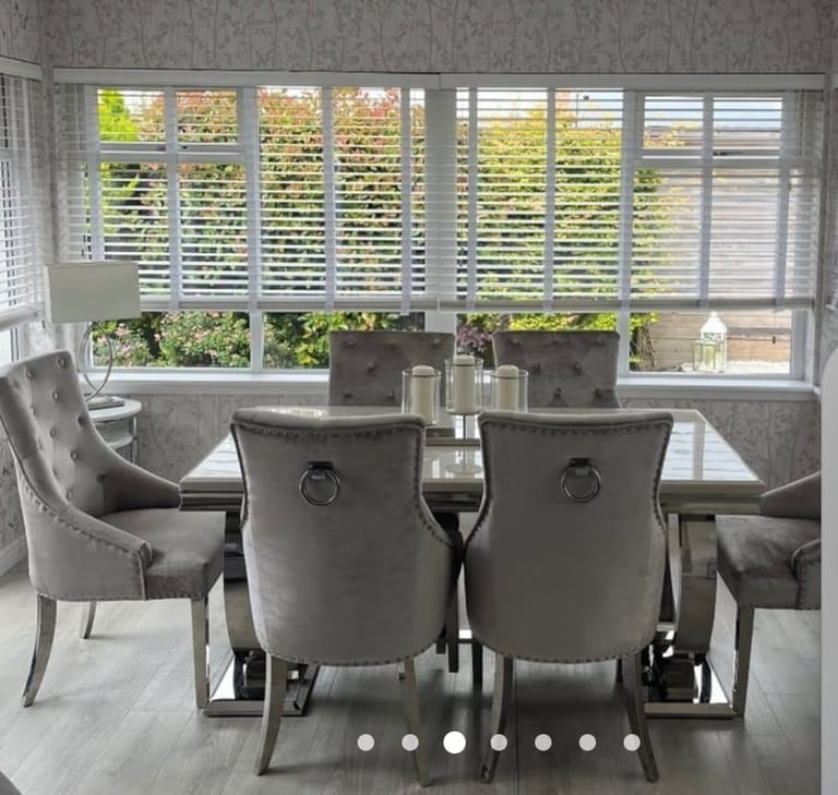 Marble dining table and chairs