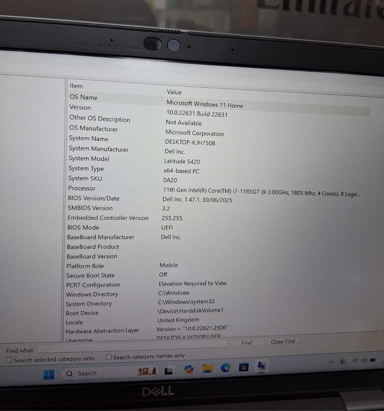 Dell latitude 5420 14" i7 Processor 16GB Ram