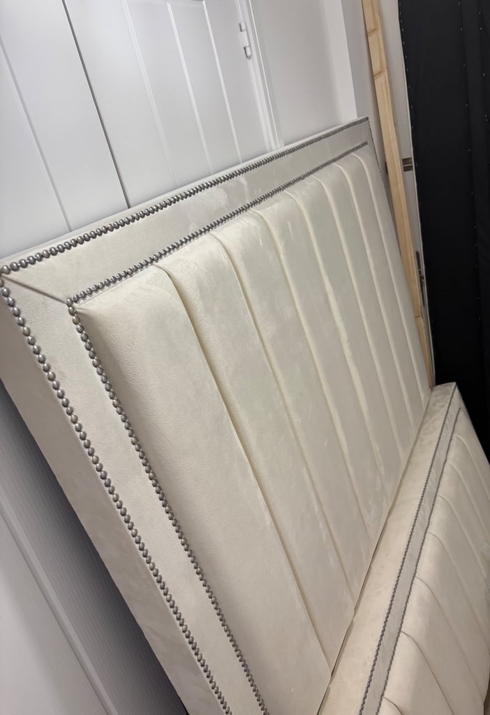 image for Light cream double bed frame 