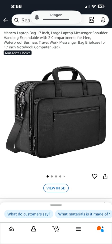 Mancro Laptop Bag 17 Inch, Large Laptop 