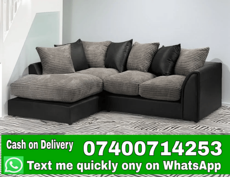 image for Luxury Jumbo Cord Sofas - Corner & 3 Seater 2 Seater Sofa Set