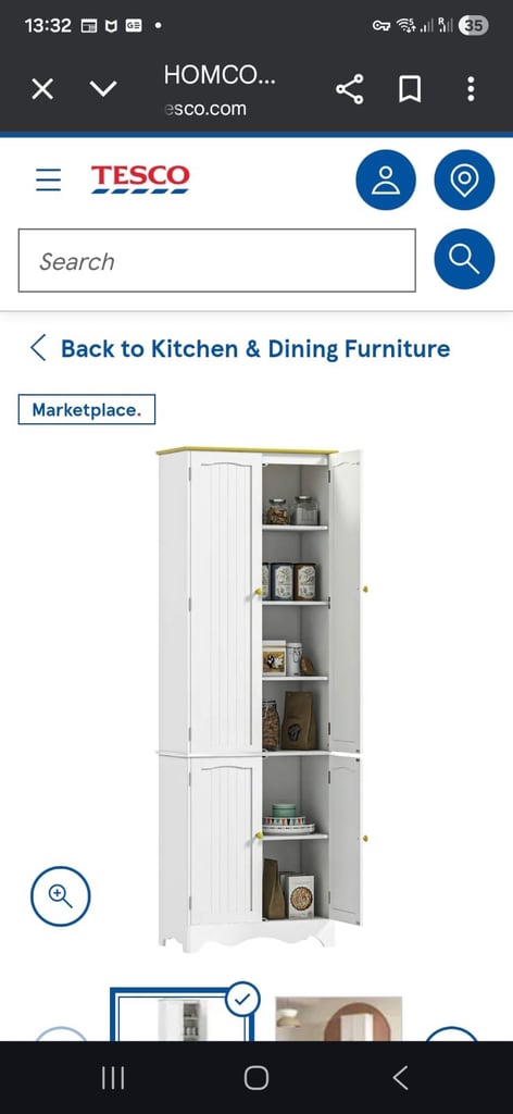 White freestanding kitchen cabinet 