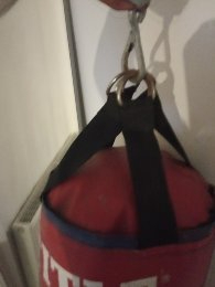 Hanging Everlast leather punch bag