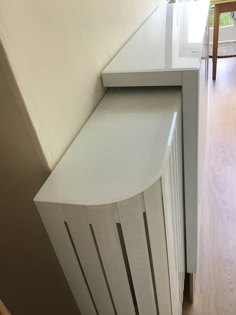 White Glass and Brass Adjustable Radiator Cover 