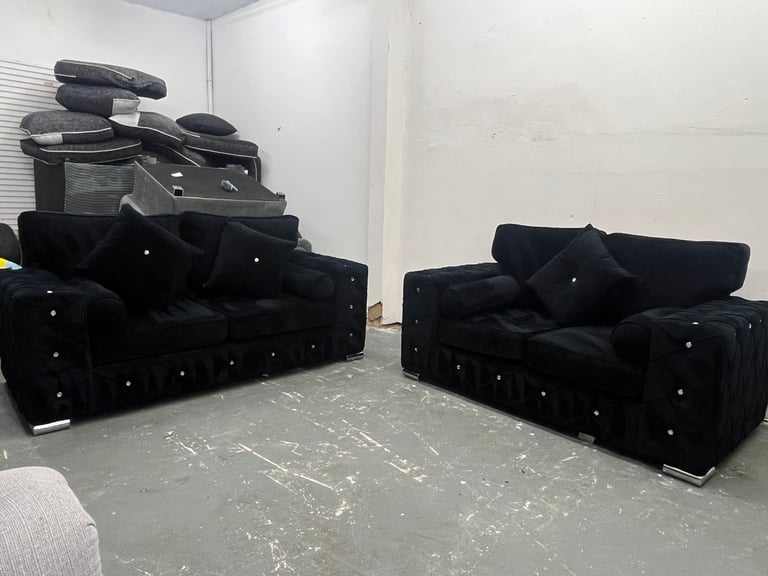 image for Black Plush Velvet 3&2 Set-Can Deliver