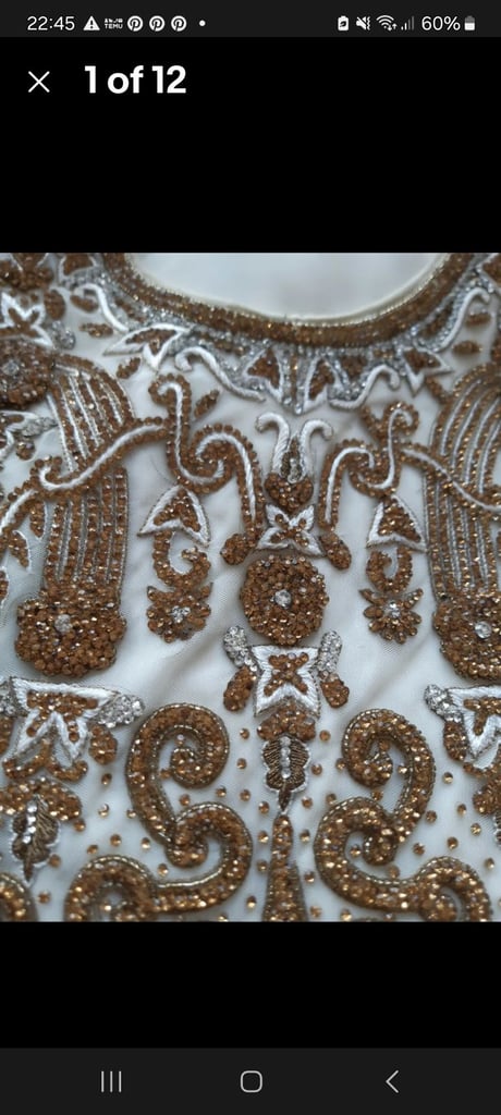 Pakistani Indian Party Dress Excellent Condition Cream With Gold Dimonds