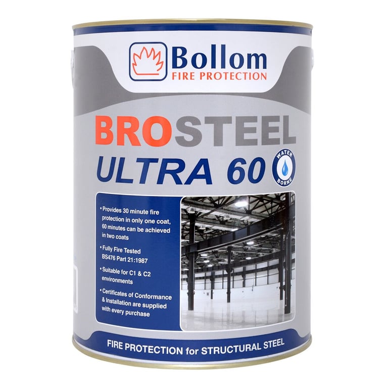 5L Bollom Brosteel Ultra 60 - FIRE PROTECTION PAINT Coating for ...