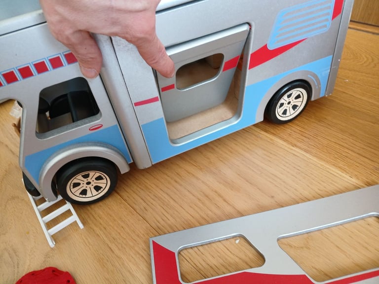 Dollshouse Vintage playmobil 1970’s Fisher Price Play Family Toy School Wooden Caravan Garbage Truck