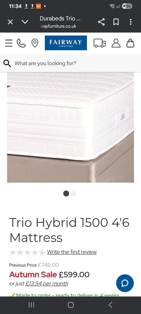 4'6" DIVAN & BED (AS NEW)
