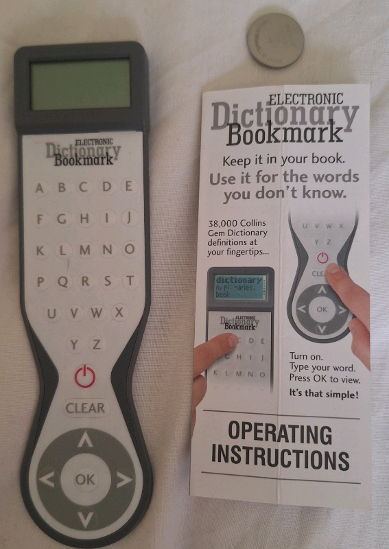 Collins Electronic English Dictionary Bookmark in Grey RRP £25