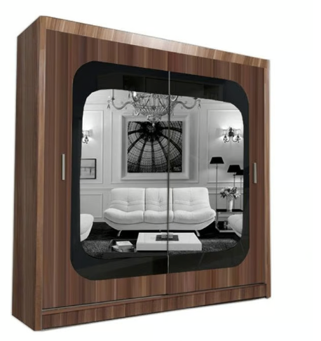 Brand New - Chelsea Mirror Sliding Door Wardrobe - Walnut- SAME/NEXT DAY DELIVERY