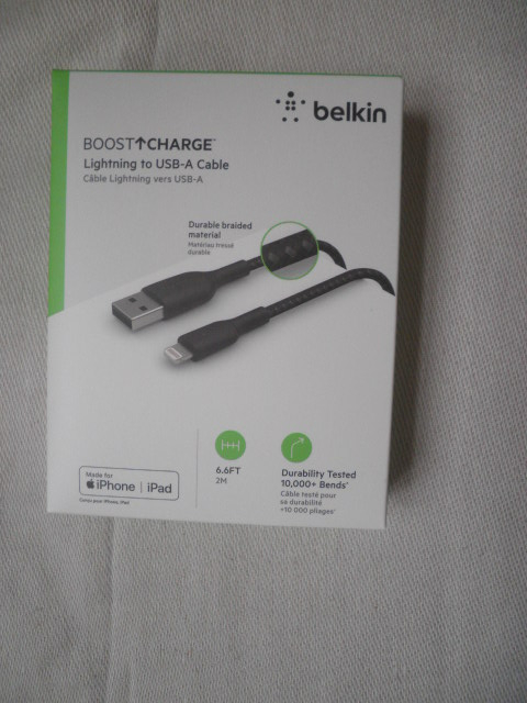Belkin Boost Charge Lightning to USB –A Cable Braided MFI 2m - 12 W Black 