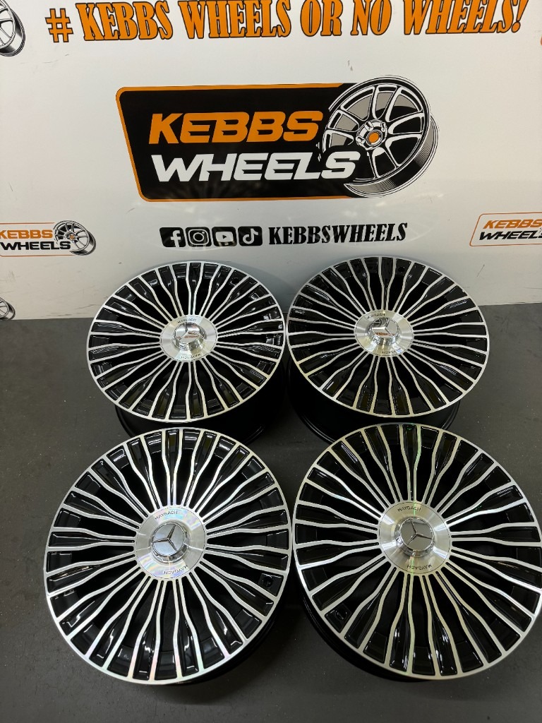 20" 2025 MERCEDES MAYBACH STYLE ALLOY WHEELS BLACK MACHINED C CLASS E CLASS S CLASS