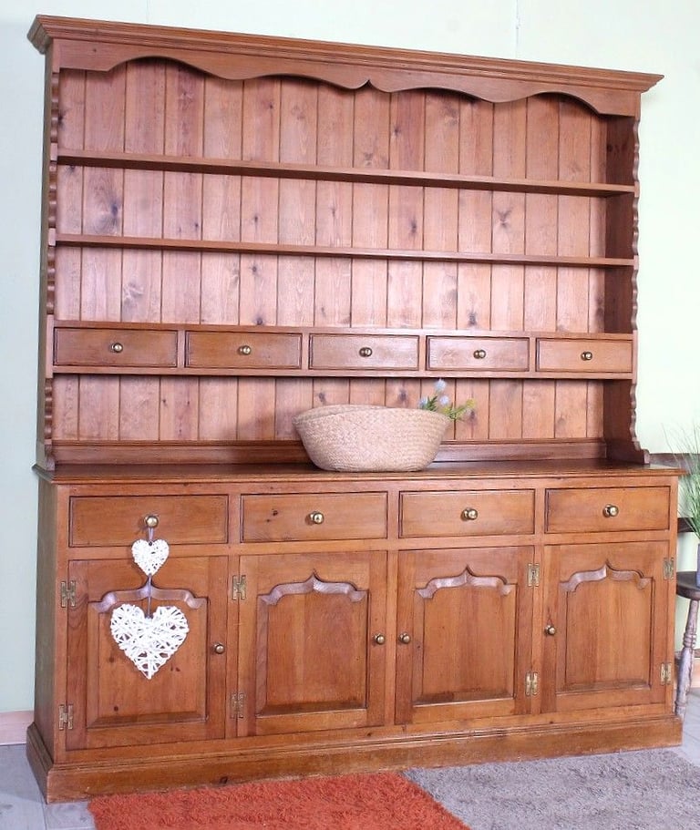 Delivery Options - Large Rustic Quality Made Pine Welsh Dresser 5 Spice Drawers