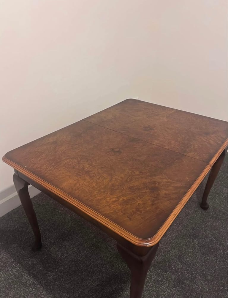 Antique vintage dinning table plus 4 chairs walnut wood 