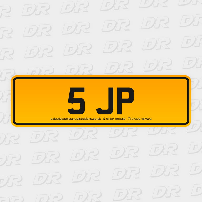 5 JP - Dateless 1x2 Cherished Private Number Plate / Registration Mark