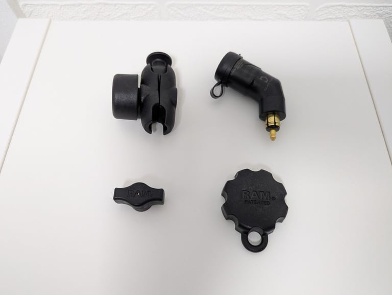 image for RAM Mount Arm with Security Knob + RAM to Quad Lock Adapter & Motorcycle Double DIN USB-A/C Charger 