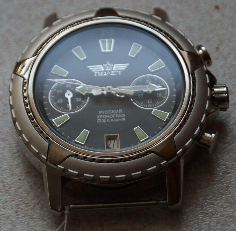 POljot manual wind mechanical chronograph wristwatch - new old - '90s -Vintage - cal 3133
