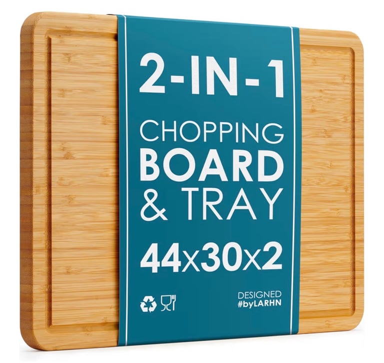 image for Premium Organic 2-in-1 Extra-Large Wooden Chopping Board & Serving Tray( brand new)