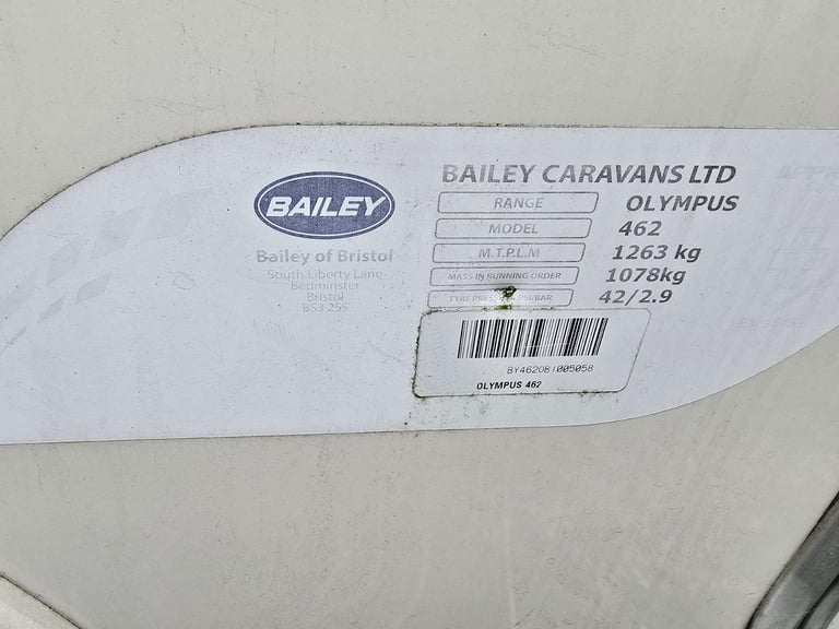 2011 Bailey Olympus 462 4 Berth Lightweight Caravan Motor Mover