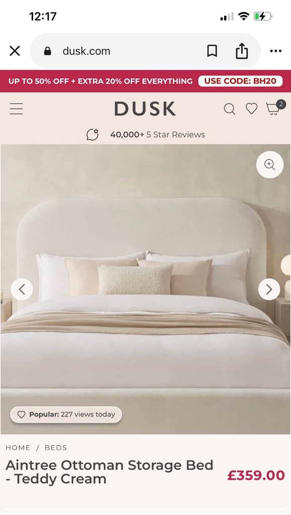 Dusk double bed Boucle off white *£299 on website now* 