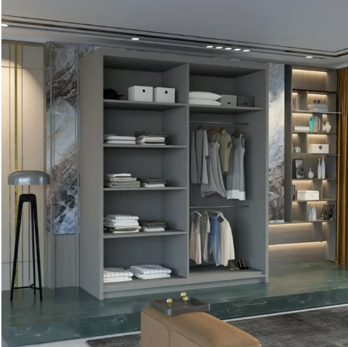 Brand New - Chelsea Mirror Sliding Door Wardrobe - Grey- SAME/NEXT DAY DELIVERY