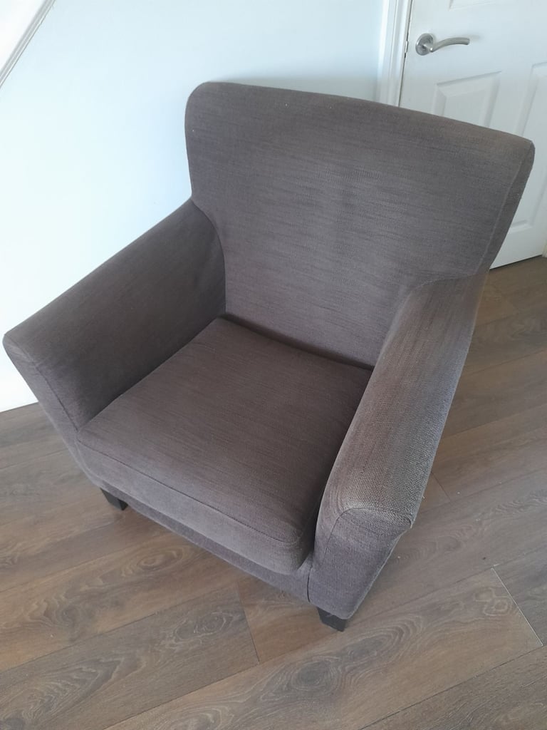 Large Ikea EKENAS Dark Brown Fabric Armchair . 