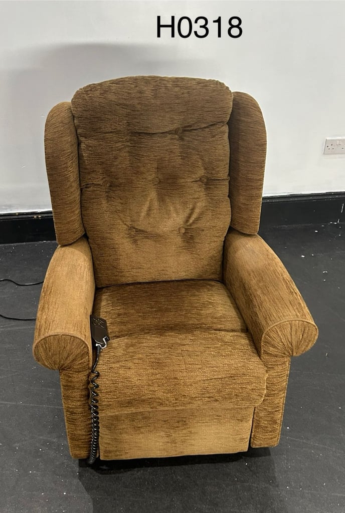 Brown Fabric Dual Motor Power Electric Rise & Recline Armchair