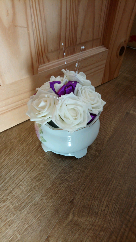 Vintage Pottery Vase with artifical flowers 