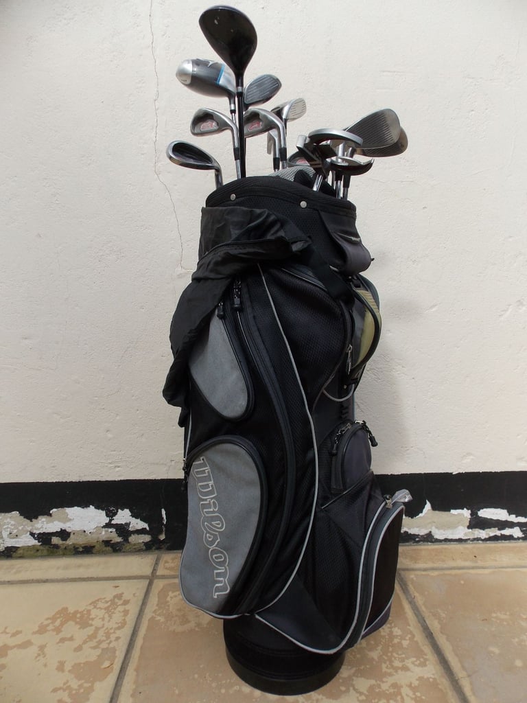 Mens Right Handed Slazenger Firesteel Golf Club Set + Bag, Balls and Tees