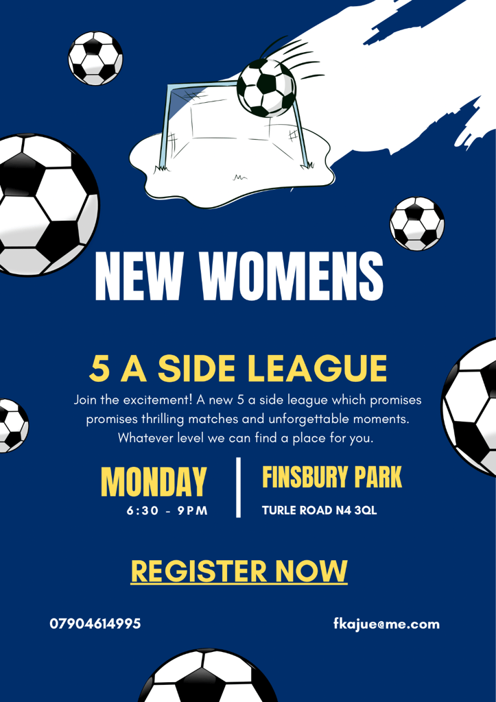 New Monday night Women’s 5 a side league 
