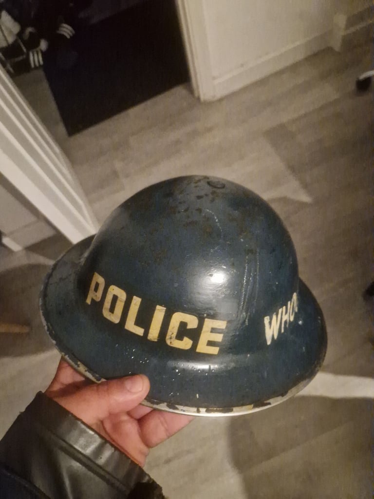 image for Vintage WW2 Mark Police Helmet 