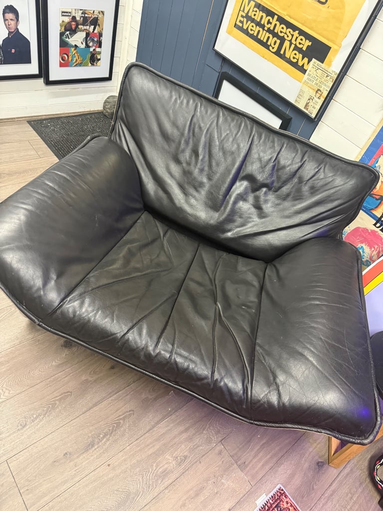 Extremely Rare Bauhaus black leather lounge chair by Johan Bertil Häggström