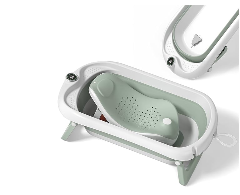 image for Baby bath tub with bath seat and thermometer 