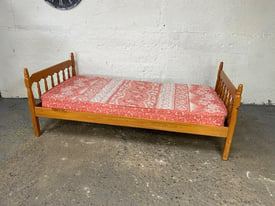 Vintage Pine Single Bed with Mattress