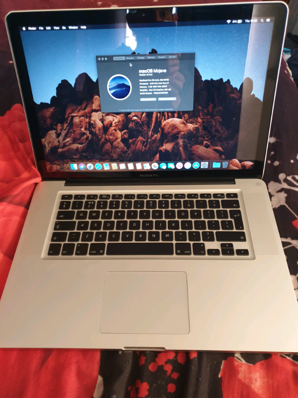 APPLE MACBOOK PRO 15" LAPTOP WITH CHARGER 2.66GHZ I7 CPU, 4GB DDR3 SSD