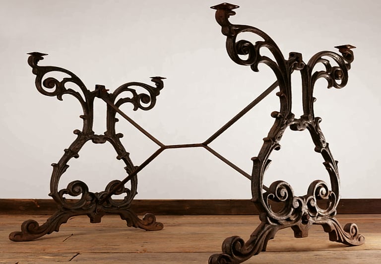 image for SIX ANTIQUE CAST RECTANGULAR PUB TABLE BASES: MICROPUBS, HOME BARS, MAN OR WOMAN CAVES