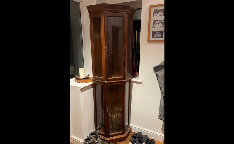 image for Vintage solid wood corner display cabinet