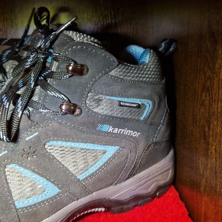 Karrimor Mount Mid Ladies Walking Boots – Grey/Blue – Waterproof Weathertite – UK 7 / EUR 42