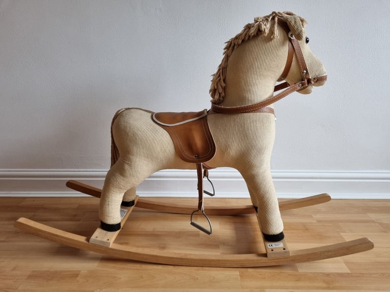 Corduroy rocking horse on wooden frame made by ELF Toys (used)