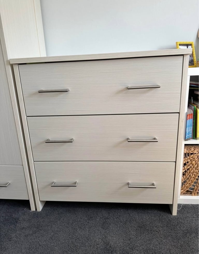 Obaby Nika 3 Piece Nursery Furniture (cotbed, wardrobe & drawers/changing table)