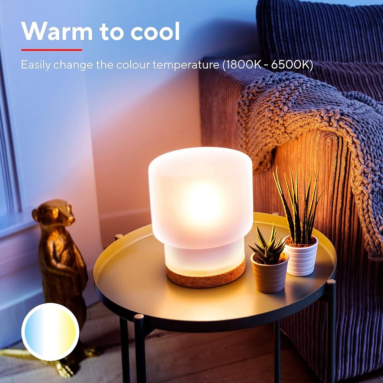 Trust Smart Bulb 2 Pack Dimmable LED Tunable White 9W 2.4GHz WiFi Alexa & Google Home Compatible