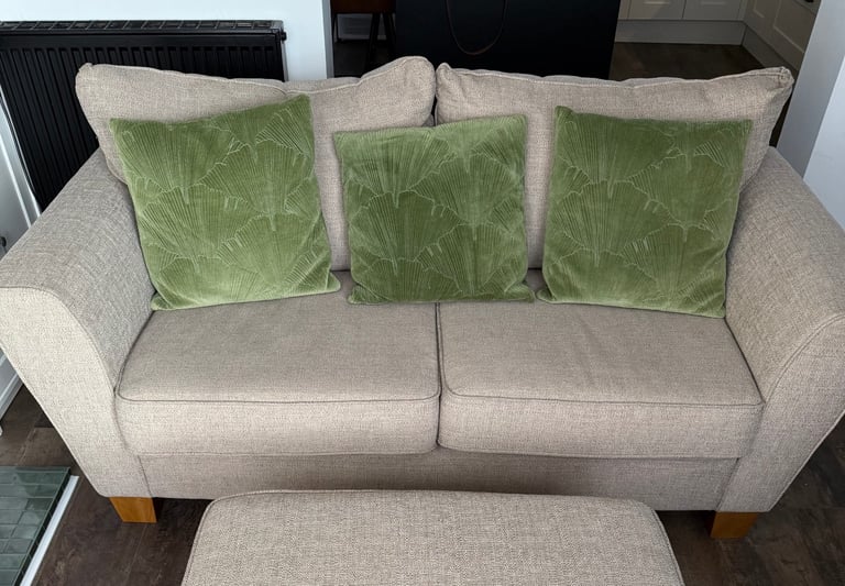 image for SCS Theo Standard Back 2 seater fabric sofa & square footstool